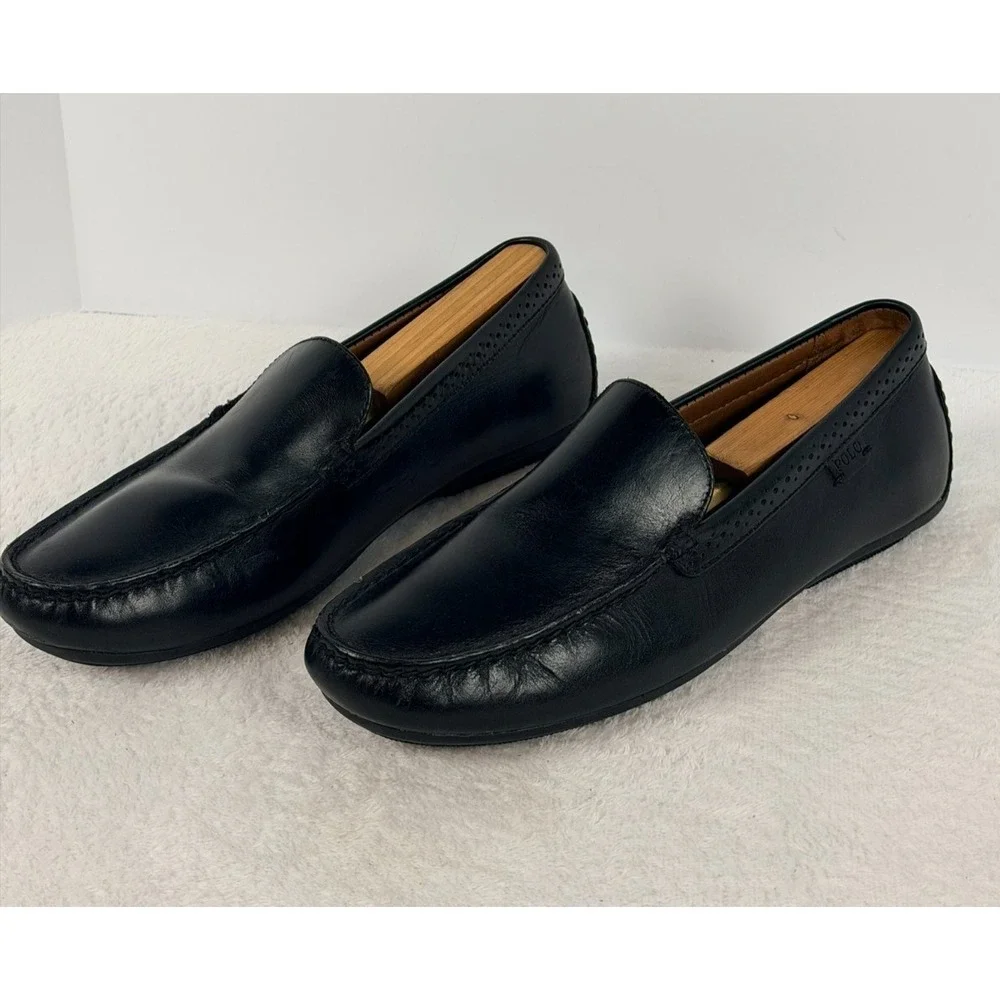 Polo Ralph Lauren Redden Men's Black Leather Driving Loafers Moc Toe 9.5D